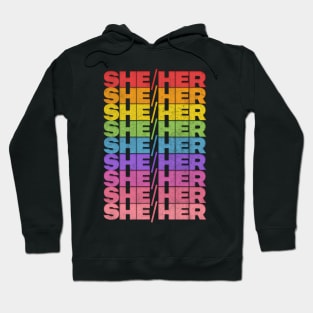 She/Her Pronouns / Retro Faded Design Hoodie